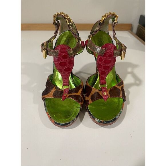 Sergio Zelcer Animal Print Sandals Size 8 - Picture 1 of 9